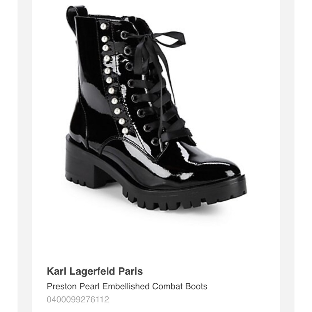 Auth NIB Karl Lagerfeld CHANEL Pearl boots EU 41 US 10